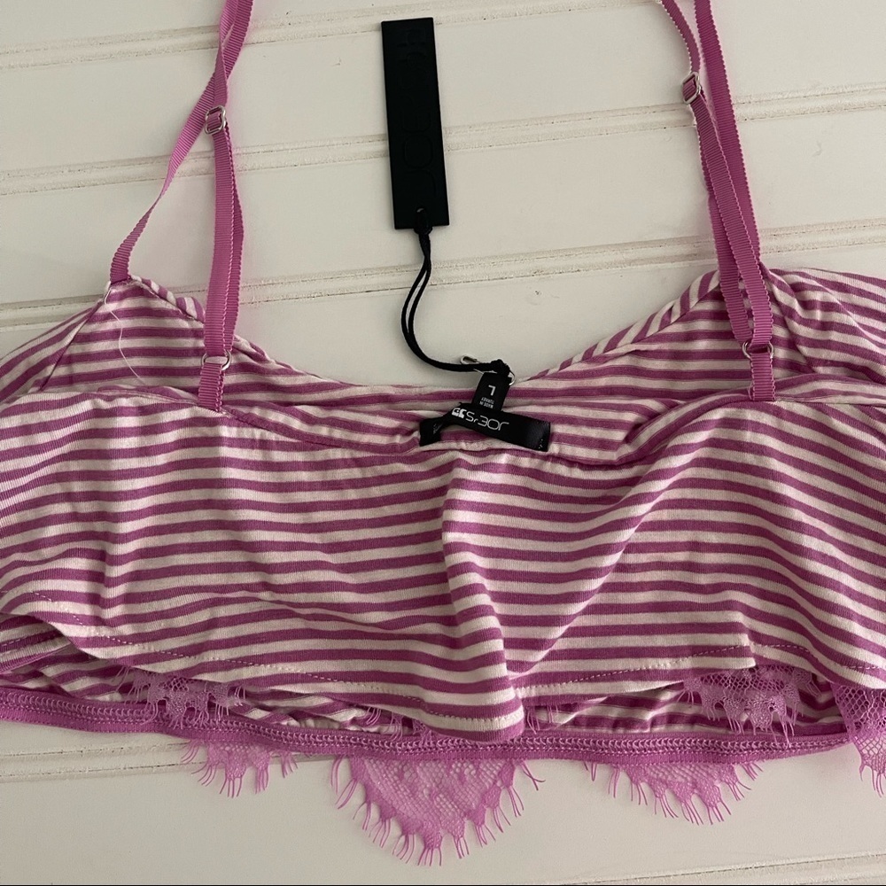 NWT Joe’s Striped Ruffled Crop Top Size Large